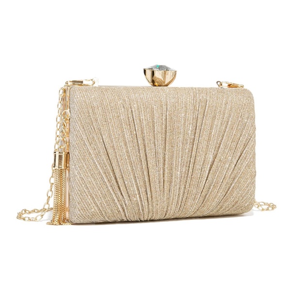 Luxe Rhinestone Kiss Lock Closure Glitter Occasion Mini Bag - Picture 8 of 8